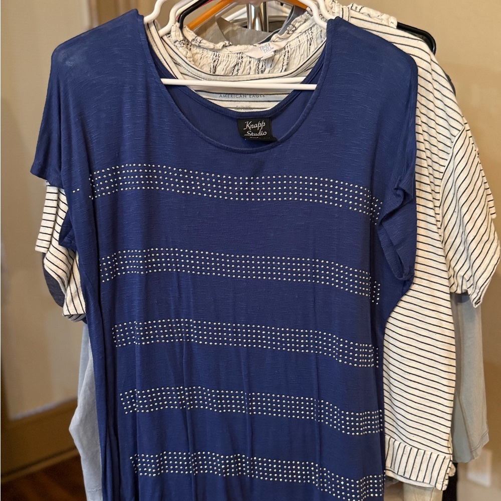 Blue Striped Knit Top